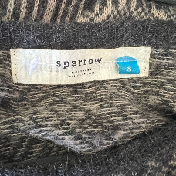 SPARROW brand lightweight gray and tan long sweater dress with geometric print - Picture 3 of 7